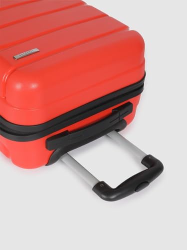 Image of Teakwood 55 CM Unisex Trolley Bag for Travel, Hard Cabin Trolley Large Travel Suitcase Bag, Lock System 360 Degree 8 Rotating Wheels (55 CM, RED)