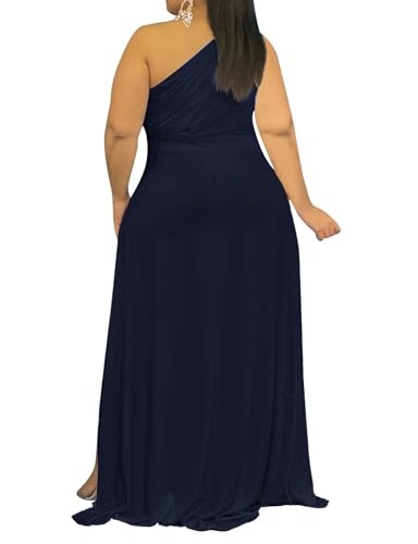 Image of Ekaliy Women's Plus Size One Shoulder Dress Elegant High Low Irregular Hem Flowy Party Cocktail Maxi Dress