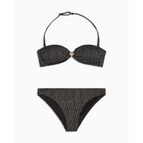 Emporio Armani Women's Metallic Textured Bandeau Top and Low Waist Brief Bikini Bottom3