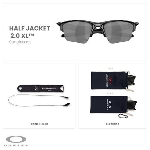 OAKLEY Half Jacket 2.0 XL OO9154 Rectangular Sunglasses For Men+ Bundle Accessory Leash Kit, Microfiber Pouch2