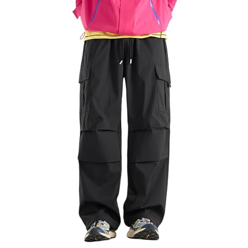 Parachute Pants Men Cargo Pants Wide Straight Leg Layered Patchwork Design Loose Fit Men's Trendy Techwear Streetwear2