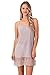 Solid Knit lace Full Slip Dress top Tunic Extender with Adjustable Straps (Mocha, Large)