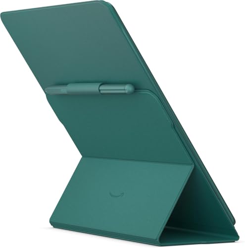 Image of Amazon Kindle Scribe Essentials Bundle including Kindle Scribe (64GB) - Metallic Jade, Premium Pen, Leather Folio-Jade, and Power Adapter