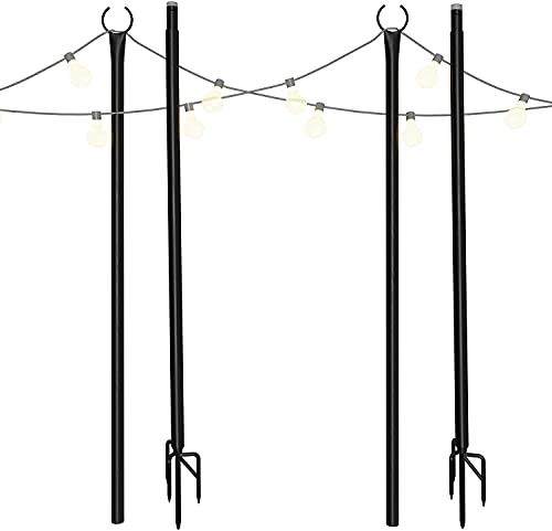 Holiday Styling Outdoor String Light Poles - Metal Patio Lighting Accessory