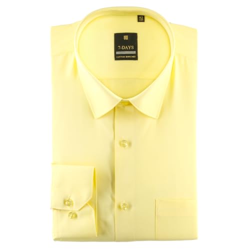 Image of 7-DAYS Men's Premium Formal Shirt - Cotton Rich, Regular Fit, Full Sleeve, with Pocket, Durable & Easy Care - Perfect for Office & Everyday Wear
