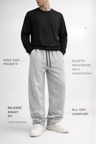 Image of Rockwell Men's Baggy Sweatpants | Cotton Terry Relaxed Fit Joggers for Men | Oversized Streetwear Track Pants | Casual Gym & Everyday Wear| 007