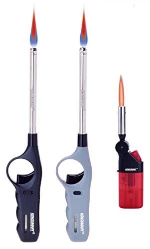 2 STK. Konsumany® Stabfeuerzeug Sturmfeuerzeug Feuerzeug Turbo Power 26,5 cm lang + 1x (Konsumany® Stab- Stumfeuerzeug 12,5 cm Lang), Nachfüllbar Cover
