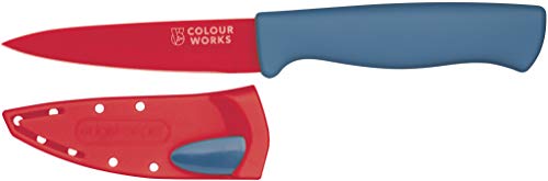 Colourworks Cuchillo Mondador con Funda para Afilar Cuchillos Edgekeeper, Acero Inoxidable, Rojo, 9,5 cm