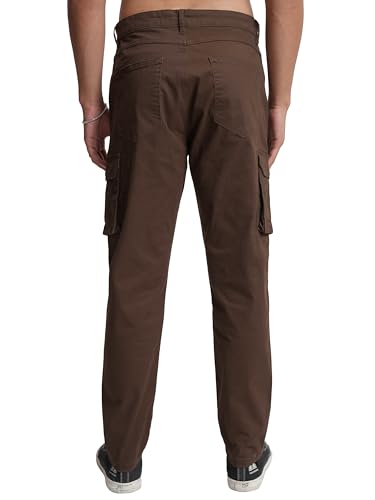 Image of Highlander Men's High-Rise Straight-Fit Cargo Trousers | Utility Pockets | Fashion & Function Blend | Carpenter Fit | Men Trousers | Trousers for Man |Cargo Pants for Men
