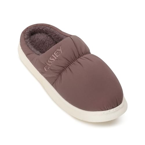 Image of CASSIEY Slippers for Mens Winter Home Indoor Outdoor Warm Thick Sole Waterproof down Cotton Slipper
