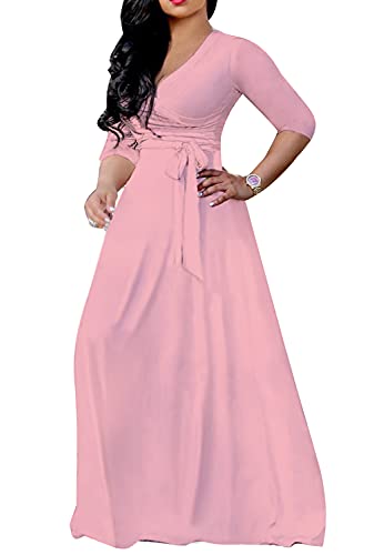 Image of LightlyKiss Plus-Size Maxi Dresses for Women African Summer 3 /4 Sleeves Beach Sundress with Pockets