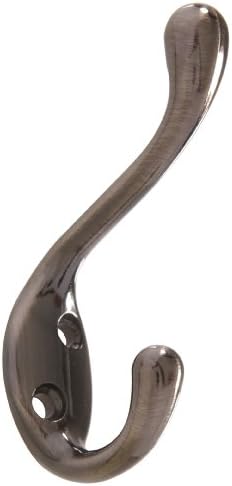 Hillman Heavy-Duty Double Coat and Hat Hook, Pewter Finish, Wall Mount image 3