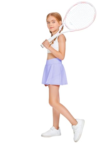 Image of Haloumoning Girls Tennis Skirt High Waisted Athletic Skorts | Pockets Shorts, Crossover,Workout Golf Running Skirts