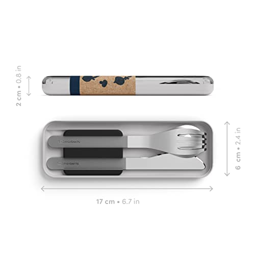 Monbento 50300002 Cutlery Set Mb Slim Box Onyx For Lunch Box - 3 Pieces Fork Knife Spoon - Flatware Set Work Lunch Packing - Suitable For Mb Original & Mb Square Bento Boxes thumb #1
