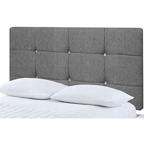 Roma Cube Headboard Divan Bed Bedroom Decor Hotel Furniture Chenille Fabric (Charcoal, 6ft Super King) Cover