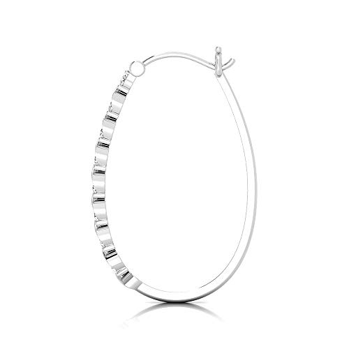 Diamond Hoop Earrings - 1/4 Ctw (Igi Certified) In 925 Sterling Silver #TOP2