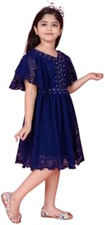 Tailorwomen Cotton Blend Knee Length Short Sleeves Kid Girls Lace Frock Dress Price In India