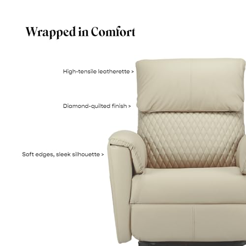 Image of SleepyCat Enso Motorised Recliner I Motorised Single Recliner I Ultimate Lounging Sofa I Ergonomic Design I Contouring Support I Premium Upholstery I Premium Leatherette I Sand Beige