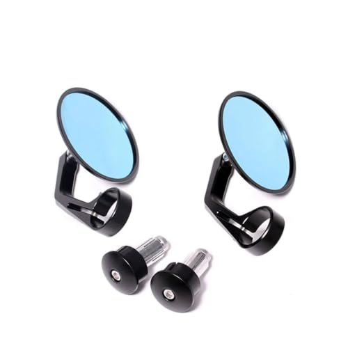 Rétroviseur moto embout de guidon 7/8 pouces avec miroir rond bleu anti-éblouissement