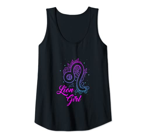 Mujer Cute Lion Birthday Zodiac Leo Sign I Lion Girl Girls Fun Camiseta sin Mangas