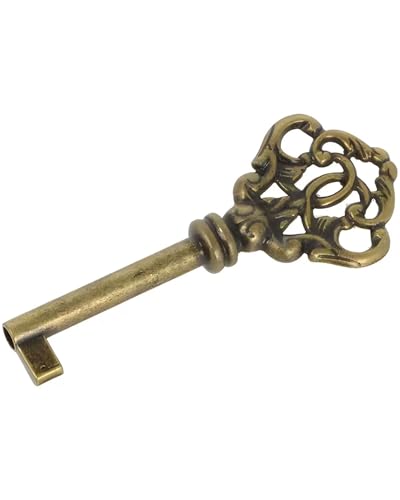 Gedotec Furniture Key Burnished Metal | 1 Piece | Beethoven | Decorative Antique Look| 40 mm | Euro Lock Compatible | for Furniture Lock