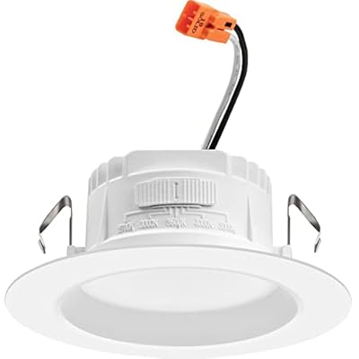 Juno 4 Inch LED Recessed Lighting, RetroBasics Series LED Downlight Trim Kit, Regressed 4" Ceiling Light with 5-in-1 Switchable White Color, 625 Lumens, Baffle Trim, Matte White