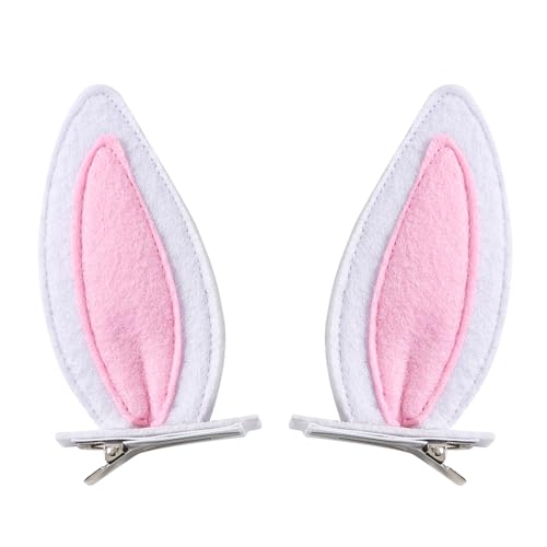 JiaDuo Bunny Ears Hair Clips Toddler Girls Women Easter Halloween Rabbit Hair Accessories White