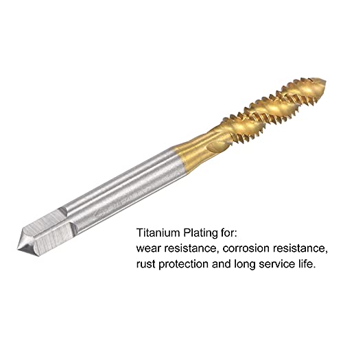 uxcell Spiral Flute Threading Tap 1/4-20 UNC, HSS (High Speed Steel) Titanium Plated Machine Thread Screw Tap 3 Flutes Tapping Tool H2 Tolerance