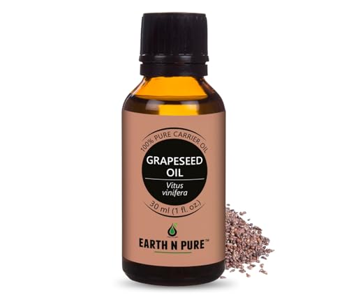 Image of Earth N Pure Grapeseed Oil | 100% Pure & Natural | Cold Pressed Carrier Oil | Lightweight & Fast-Absorbing | For Skin, Hair & Massage | 30ml