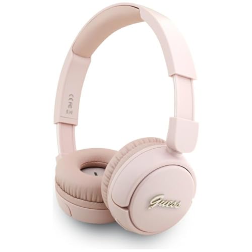 CG Mobile Guess Casque Supra-auriculaire Bluetooth 5.3 avec Logo métallique (Rose)