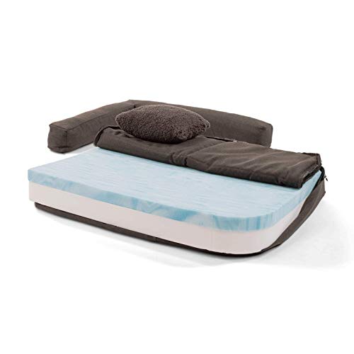 brunolie Odin Hundebett Hundesofa, waschbar, orthopädisch und rutschfest, Hundekissen mit Abnehmbarer Lehne, hundekorb, Größe S 80x60 cm