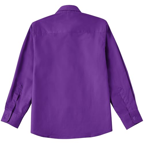 Image of Boys' Button Down Dress Shirts Kids Long Sleeve Solid Collared Uniform Shirt for Toddler Boy (Size 2T-20)