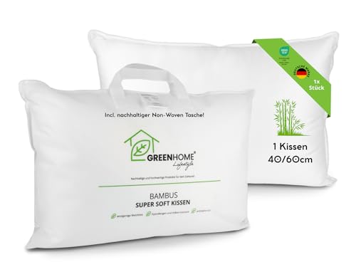 Greenhome Lifestyle Kopfkissen 40x60 – Bambus Kinderkissen & Couchkissen – Oeko-TEX Zertifiziert – super Soft, waschbar & hautfreundlich –...