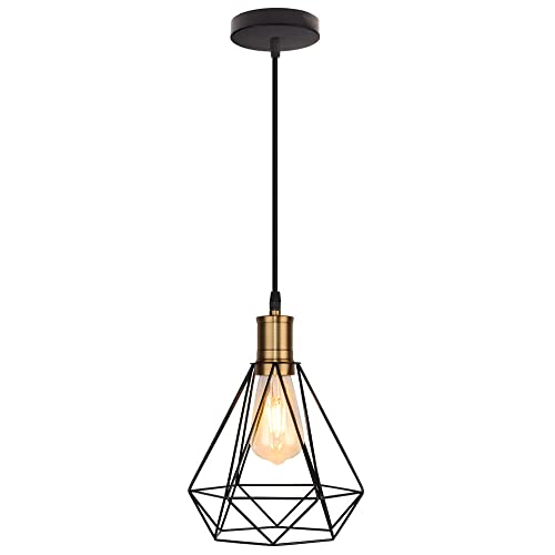 Iluminación Colgante Industrial de 3 Luces Ajustable Luz de lámpara Camando de Granja Vintage con Metal enjaulada para la Sala de Estar de la Isla de Cocina y Bar Black Hecha en China