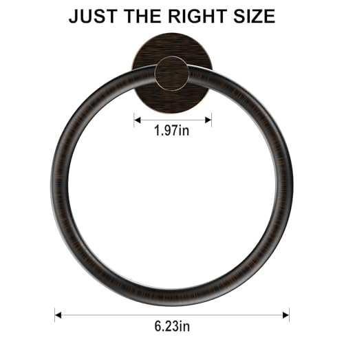 Image of SetSail Towel Holder for Bathroom Wall 2 Packs Towel Ring Screw-in Stainless Steel Hand Towel Hanger for Bathrooms Oil Rubbed Bronze