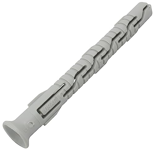 AERZETIX - C67078 - Juego de 50 tacos universales Ø8x80mm con brida biselada/fresada - en poliamida - mampostería fijación hormigón ladrillo bloque cemento trabajo edificio tornillo construcción