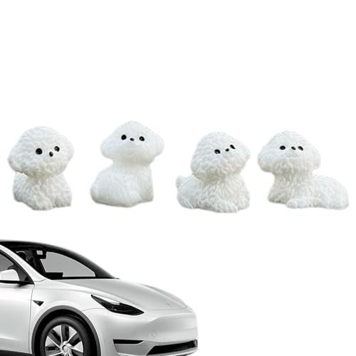 Zunetsutock Perros en miniatura de resina | 4 pegatinas de perro para salpicadero | Grabado perro animal resina adorno coche viaje por carretera guía para estudio