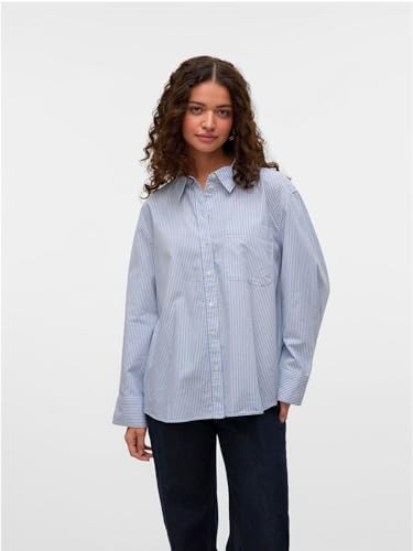 T-Shirt VERO MODA VMIDA bleu clair rayé pour éviter les hauts déformés