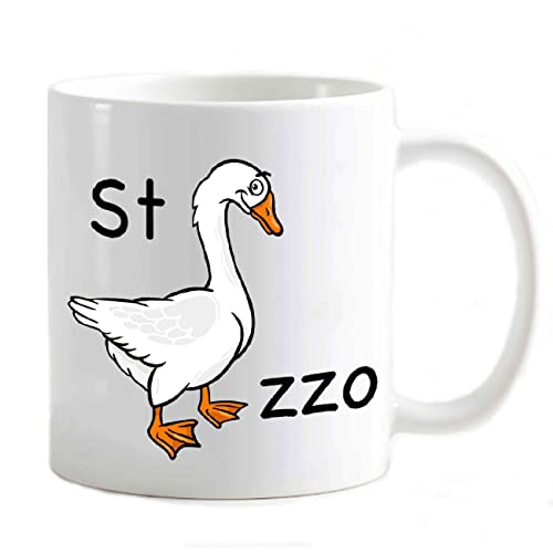My Cust Tazza Mug colazione o portaoggetti scrivania ufficio Divertente Scherzo Parolacce Stocazzo Rebus st oca zzo oca bianca