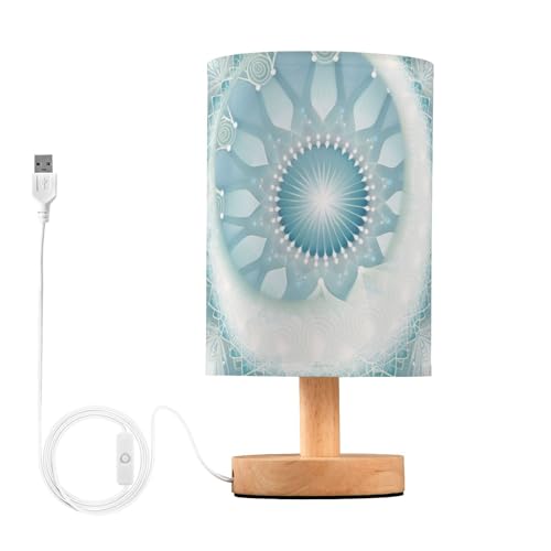 Lámpara de Mesa de Noche con Luz LED Azul Claro y Puerto USB miniatura 1