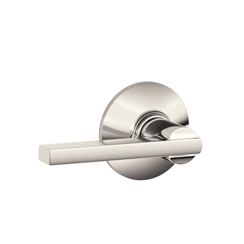 Image of SCHLAGE F10 LAT 618 Residential F10LAT618 Latitude Lever Passage Lock with 16080 Latch and 10027 Strike Bright Finish, 1 Pack, Polished Nickel
