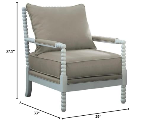 Sillón beige con estructura de madera y tapizado en poliéster miniatura 3