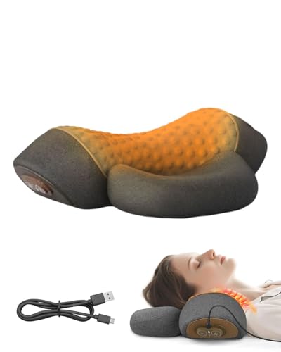 Artuvate Neck Massager, 3-in-1 Neck Massager Pillow | Massage, Heat & Gentle Stretcher | Deep Relaxation for Shoulder & Back, Ergonomic Pillow Design (Deep Gray)
