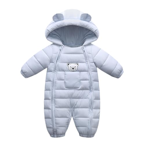 Tuta Invernale Neonato Caldo Piumini con Cappuccio Piumino Pagliaccetto Capispalla Imbottiti Abbigliamento per Bambini Tuta Tinta Unita Carino con Orecchie d'Orso per 0-18 Mesi
