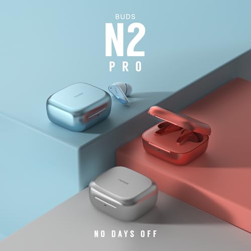 Image of Noise Buds N2 Pro Truly Wireless Earbuds with ANC (Up to 32dB), 70H Playtime, Dual Pairing, InstaCharge (10 Min = 200 Min), Bluetooth v6.0, Metallic Finish - Arctic Blue