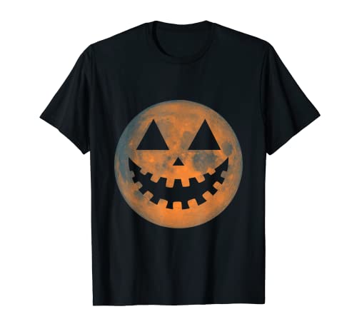 Moon Pumpkin Halloween para hombres y mujeres Jack O Lantern Face Kid Camiseta