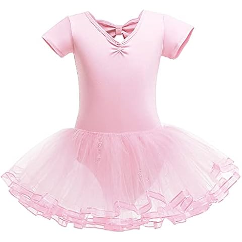 REXREII Princess Ballerina Costume for Baby Girls Ballet Dance Leotard Skirted Tutu Dress Bowknot Birthday Party Outfits Pink 9-10T Cover