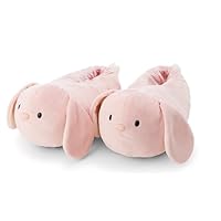 NICI Slippers, mymochi Rabbit Pibu, Size L (6.5–9.5 UK/40–43 EU), Pink, Warm Cuddly Toy Slippers Made of Plush for Children and Adults, Animal Shoes with Non-Slip Sole, 62351