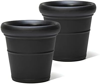 Step2 Bridgeview Tall Square Planters 2-Pack - Large Outdoor Planters With Efficient Drainage