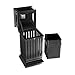BEAMNOVA Black Trash Can Outdoor Top Tray Stainless Steel Commercial Garbage Enclosure with Locking Lid Heavy Duty Industrial Yard Garage Waste Container, 37.4 * 17.7 * 17.7in